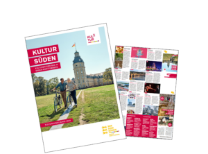 Die Faltkarte umfasst die kulturellen Highlights im Reiseland Baden-Württemberg für das Jahr 2023
